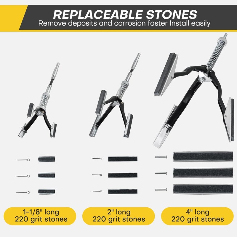 Acymner Engine Cylinder Hone Tool | Minimum 1" to Maximum 7" Diameter Adjustable Deglazer with Extra 9PCS Long Stones 220 Grit (1-1/8",2" and 4") - Image 2